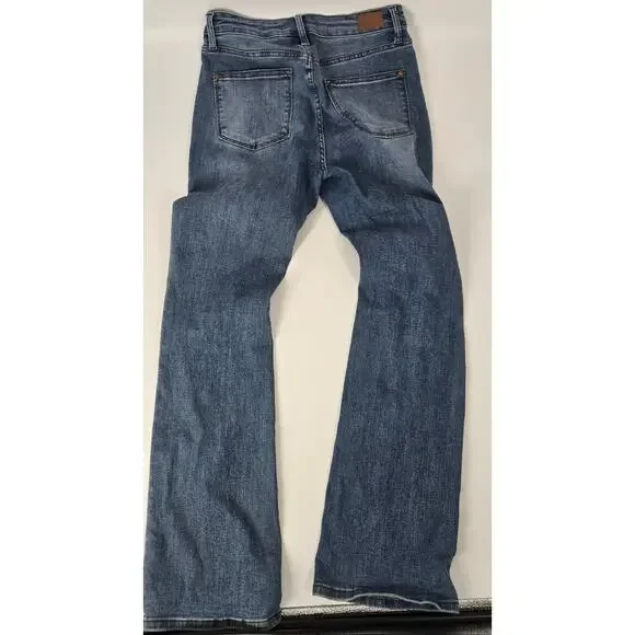 Judy Blue Womens Plaid Patch Jeans Size 7/28 Mid Rise Boot Cut Light Wash - Picture 3 of 5